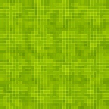 Abstract bright green square pixel tile mosaic wall background and texture