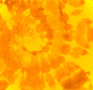 Watercolor Grunge Design. Art Ink Dress. Color Background. Artistic Style. Tye Die Circle Kaleidoscope. Abstract Dye. Hippie Spiral Pattern. Orange Batik Shirt. Yellow Circular Abstract Dye.