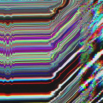 TV Glitch psychedelic Noise background Old VHS screen error Digital pixel noise abstract design Computer bug. Television signal fail. Technical problem in Grunge style.