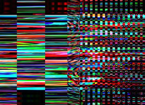 Glitch background. Computer screen error. Digital pixel noise abstract design. Photo glitch. Television signal fail. Data decay. Technical problem grunge wallpaper. Colorful noise wallpaper