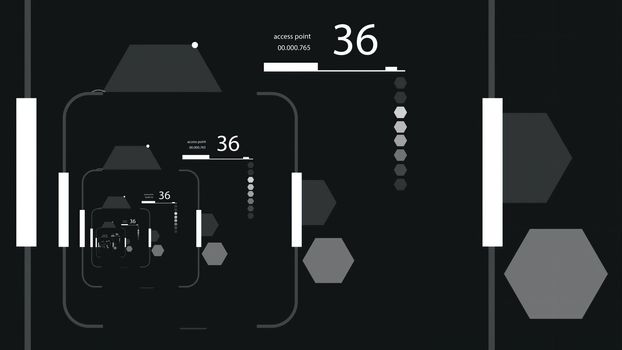 3d illustration - HUD zoom in.Flying through Futuristic technological interface.