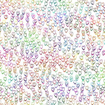 Watercolor Brush Heart Seamless Pattern Love Grange Hand Painted Design in Rainbow Color. Modern Grung Collage Background for kids fabric and textile.