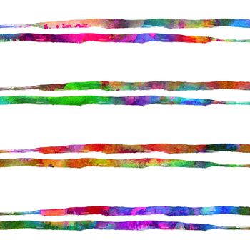 Watercolor Brush Stripes Seamless Pattern Grange Geometric Design in Rainbow Color. Modern Strokes Grung Collage Background for kids fabric and textile.