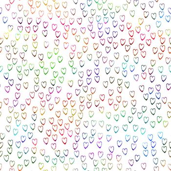 Watercolor Brush Heart Seamless Pattern Love Grange Hand Painted Design in Rainbow Color. Modern Grung Collage Background for kids fabric and textile.