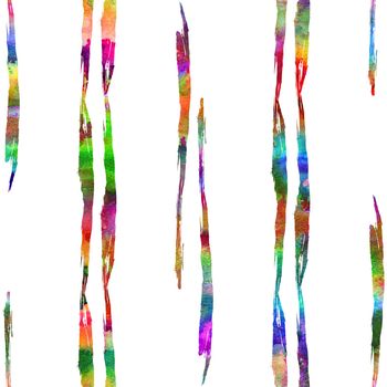 Watercolor Brush Stripes Seamless Pattern Grange Geometric Design in Rainbow Color. Modern Strokes Grung Collage Background for kids fabric and textile.