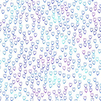 Watercolor Brush Heart Seamless Pattern Love Grange Hand Painted Design in Blue Color. Modern Grung Collage Background for kids fabric and textile.