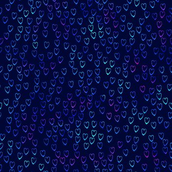 Watercolor Brush Heart Seamless Pattern Love Grange Hand Painted Design in Blue Color. Modern Grung Collage Background for kids fabric and textile.