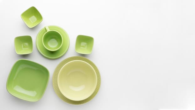 flat lay clean tableware set with copy sapce. Beautiful photo