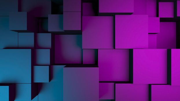 Abstract blue purple digital data background 3d render polygon. Abstract techno purple geometric technology background.