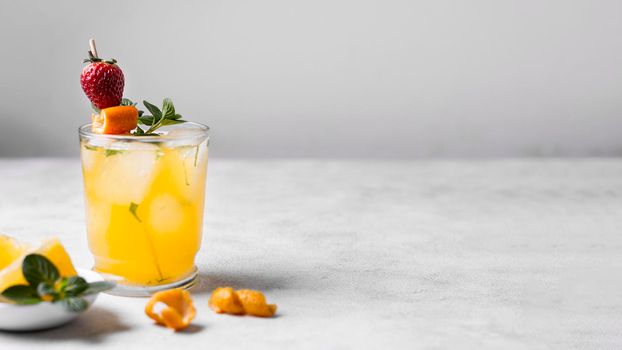 delicious fruity cocktail with copy space. Beautiful photo