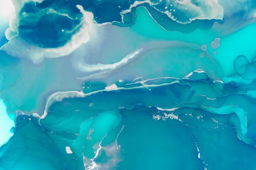 Turquoise Ocean Water. Alcohol Ink on Paper. Abstract Green Liquid Texture. Luxury Ocean Abstract. Modern Sea Paint. Ocean Waves. Blue Marble Design. Watercolor Art Pattern. Hand Painted