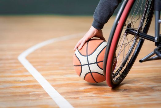 close up hand holding basketball. Beautiful photo