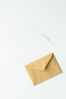 Communication, newsletter and business concept - Envelopes on marble background, message