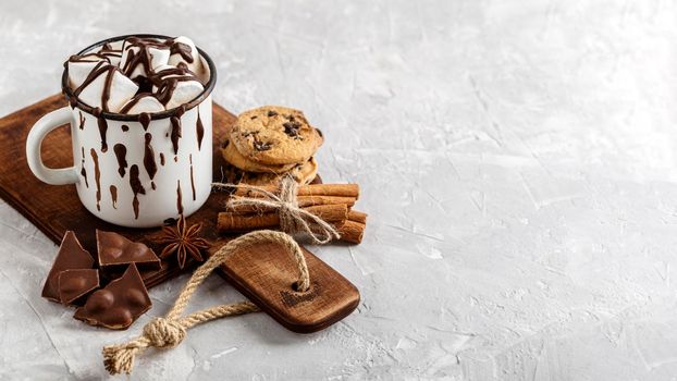 delicious hot chocolate concept with copy space. High resolution photo