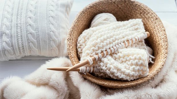 knitting tools close up. Beautiful photo