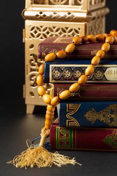 close up islamic new year with quran books. High resolution photo