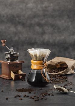 front view chemex with coffee copy space. Resolution and high quality beautiful photo