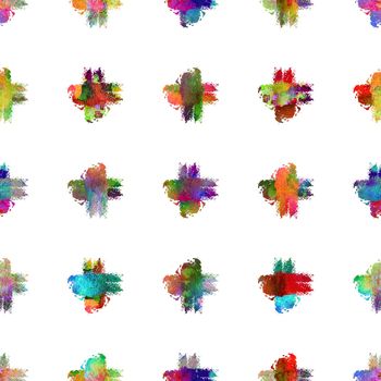 Watercolor Brush Plaid Seamless Pattern Grange Check Geometric Design in Rainbow Color. Modern Strokes Grung Collage Background for kids fabric and textile.