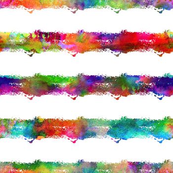 Watercolor Brush Stripes Seamless Pattern Grange Geometric Design in Rainbow Color. Modern Strokes Grung Collage Background for kids fabric and textile.