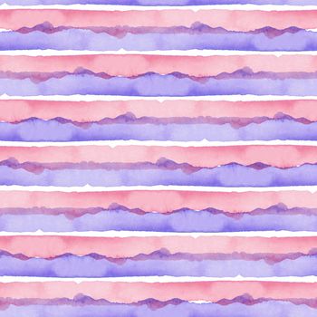 Abstract Pink Blue Stripes Watercolor Background.Line Seamless Pattern for Fabric Textile and Paper. Simple Hand Painted Stripe.