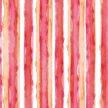 Abstract Simple Stripes Watercolor Background. Pink and Orange color. Seamless Pattern for Fabric Textile and Paper. Simple Hand Painted Stripe.