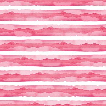 Abstract Pink Stripes Watercolor Background. Seamless Pattern for Fabric Textile and Paper. Simple Hand Painted Stripe.