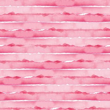 Abstract Pink Stripes Watercolor Background. Seamless Pattern for Fabric Textile and Paper. Simple Hand Painted Stripe.