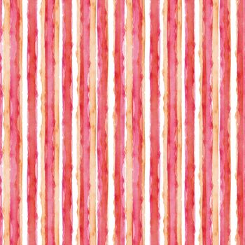 Abstract Simple Stripes Watercolor Background. Pink and Orange color. Seamless Pattern for Fabric Textile and Paper. Simple Hand Painted Stripe.