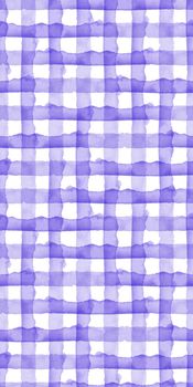 Abstract Blue Check Watercolor Background. Plaid Seamless Pattern for Fabric Textile and Paper. Simple Stripe Hand Painted .