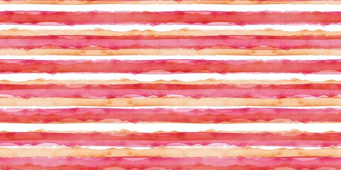 Abstract Simple Stripes Watercolor Background. Pink and Orange color. Seamless Pattern for Fabric Textile and Paper. Simple Hand Painted Stripe.