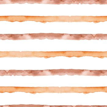 Orange Brown Abstract WatercolorSeamless Pattern with Stripes. Geometric Background. Seamless Pattern with Stripes. Handmade Texture for Fabric and Wallpaper