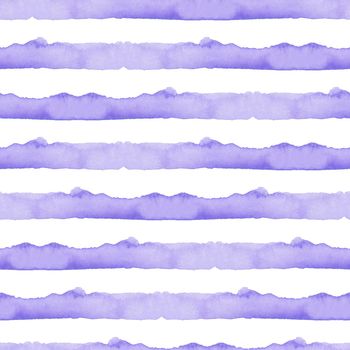 Abstract Blue Stripes Watercolor Background. Ocean Seamless Pattern for Fabric Textile and Paper. Simple Sea Hand Painted Stripe.