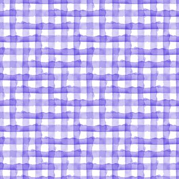 Abstract Blue Check Watercolor Background. Plaid Seamless Pattern for Fabric Textile and Paper. Simple Stripe Hand Painted .