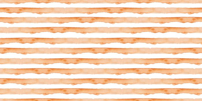 Orange Abstract Watercolor Geometric Background. Seamless Pattern with Stripes. Handmade Texture for Fabric Design and Wallpaper