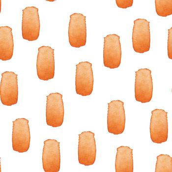 Hand Painted Brush Stroke Seamless Watercolor Pattern. Abstract watercolour shapes in Orange Color. Artistic Design for Fabric and Background.
