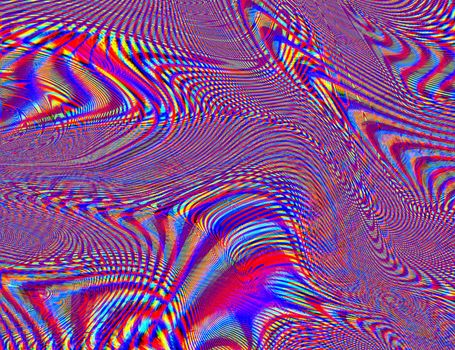 Hippie Trippy Psychedelic Rainbow Background LSD Colorful Wallpaper. Abstract Hypnotic Illusion. Hippie Retro Texture Glitch and Disco.