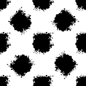 Square Brush Seamless Pattern Plaid Grange Minimalist Check Geometric Design in Black Color. Modern Grung Collage Background for kids fabric and textile.