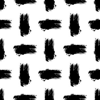 Brush Seamless Pattern Grange Minimalist Geometric Design in Black Color. Modern Grung Collage Background for kids fabric and textile.