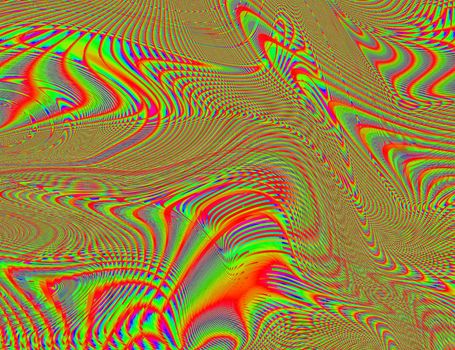 Hippie Trippy Psychedelic Rainbow Background LSD Colorful Wallpaper. Abstract Hypnotic Illusion. Hippie Retro Texture Glitch and Disco.