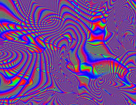 Psychedelic Rainbow Background LSD Colorful Wallpaper. Abstract Hypnotic Illusion. Hippie Retro Texture.