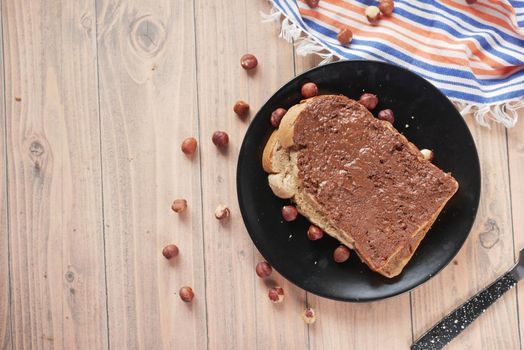 Chocolate Hazelnut Spread on a Bread on Table