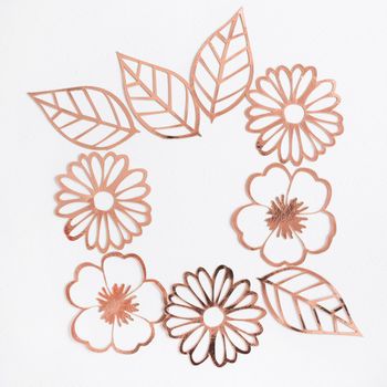 laser cutting flower leaves white background. Beautiful photo