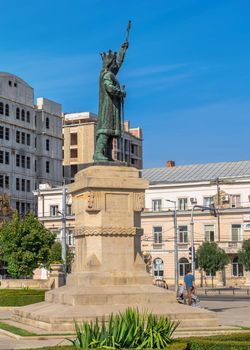 Chisinau, Moldova – 12.09.2021. Monument to Stefan cel Mare in the center of Chisinau, capital of Moldova, on a sunny autumn day