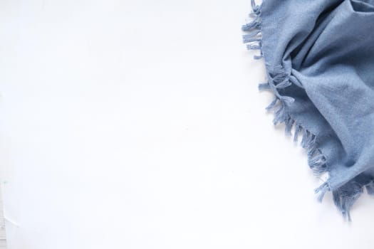 blue color table napkin on white background ,