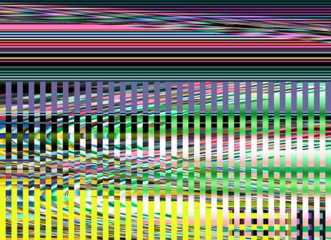 Glitch background. Computer screen error. Digital pixel noise abstract design. Photo glitch. Television signal fail. Data decay. Technical problem with Colorful noise Retro