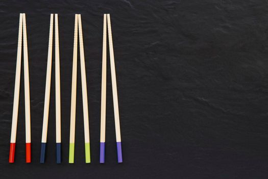 four pairs chopsticks. Beautiful photo