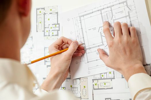 architect working house project. Beautiful photo