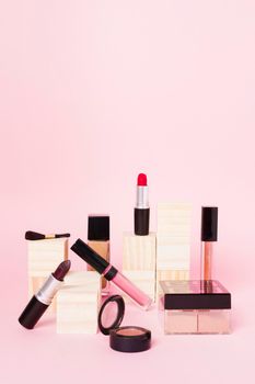 composition professional set putting make up. Beautiful photo