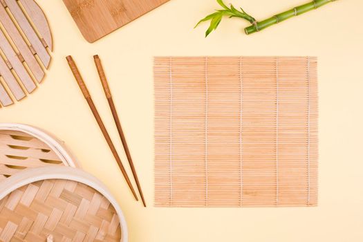 top view asian tableware. Beautiful photo