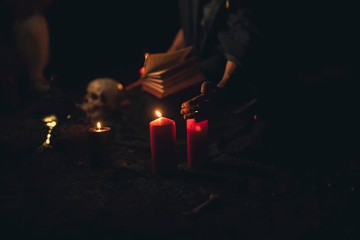 candles skull halloween dark night. Beautiful photo